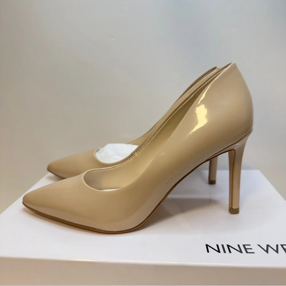 New! Nine West Nude Patent Leather Stiletto Heels | Size 5.5M - Picture 5 of 6